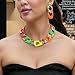 WCRAZYE Boho Chunky Necklace Earrings Set for Women Colourful Acrylic Chunky Statement Cuban Link Chain Collar Necklace Retro Neon 80s Jewelry (Colorful)
