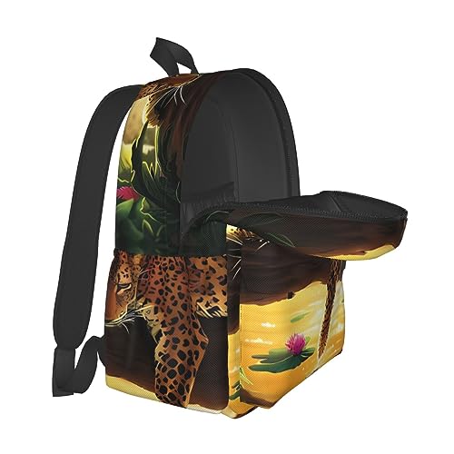 Sac à dos imprimé léopard imperméable et léger à grande capacité