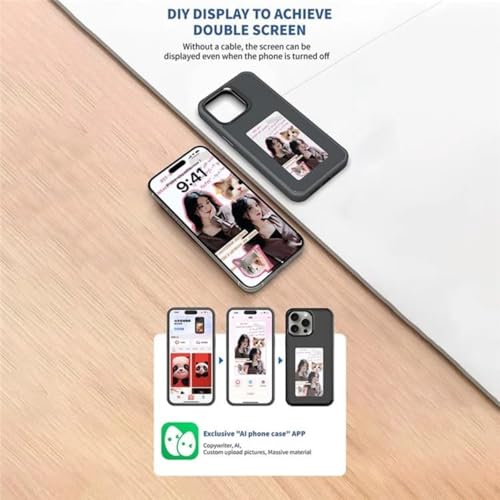 Image of TechTrendz Smart E-Ink Display Pattern NFC Case Customize Image Screen Display Photo in Mobile Phone Cover Compatible with iPhone 16 Pro Max - Golden
