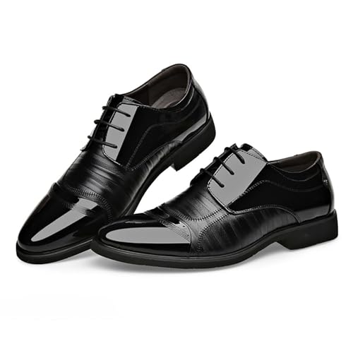 Men's Oxfords Dress Shoes Classic Business Leather Shoes， New Lace-up Breathable Patent Leather Shoes Man Office Wedding Flats3