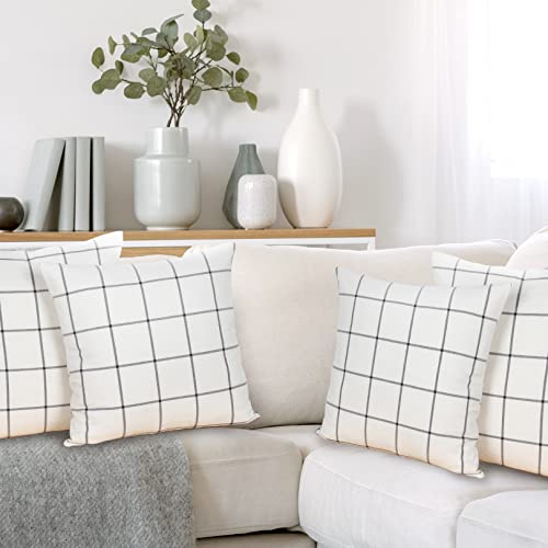 Btyrle Throw Pillow Covers Decorative 100% Pure Cotton Plaid Throw Pillow Covers 18X18 Set Of 2 Square Cushion Covers For Sofa Couch Bed Living Room Farmhouse Decor #TOP4