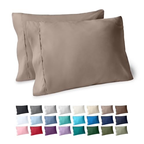 Bare Home Microfiber Pillow Cases - Standard/Queen Size Set of 2 - Cooling Pillowcases - Double Brushed - Taupe Pillowcases 2 Pack - Easy Care (Standard Pillowcase Set of 2, Taupe)