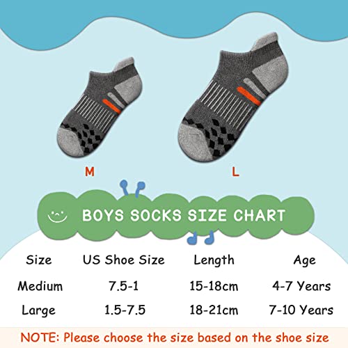 Comfoex 10 Pairs Boys Socks Ankle Athletic Socks For Big Little Kids Cotton Half Cushioned Socks #TOP4