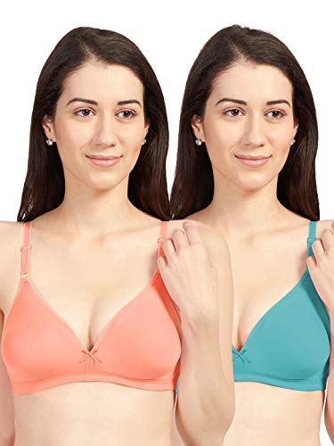 Image of SONARI Omania Womens Non-Padded Cotton Polyester Bras - Solid, Non-Wired, Medium Coverage, Hand Washable (Pack of 2)