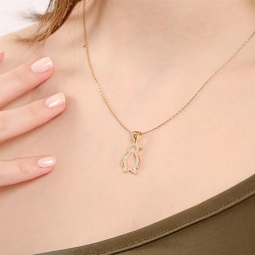18K Gold Vermeil Penguin Necklace for Women, Antarctic Animal Pendant, Cute, Nature Inspired Charm Gift for Her4