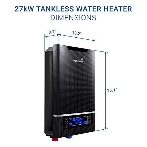 Hyperikon Tankless Water Heater Electric 27kw, 180-250V Compatible, 106.7 Amps, 0-87 PSI, ETL Listed, NFS Approved with Integrated Temperature Sensor, Residential, Indoor