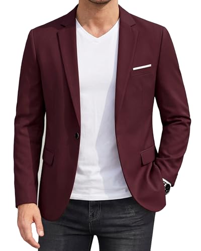 YND Men's One Button Slim Fit Blazer