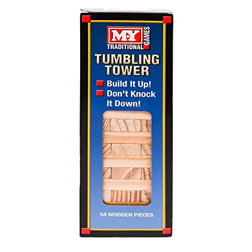M.Y Traditional Tumbling Tower Game with 48 Wooden Pieces | Family Games | Adults & Kids