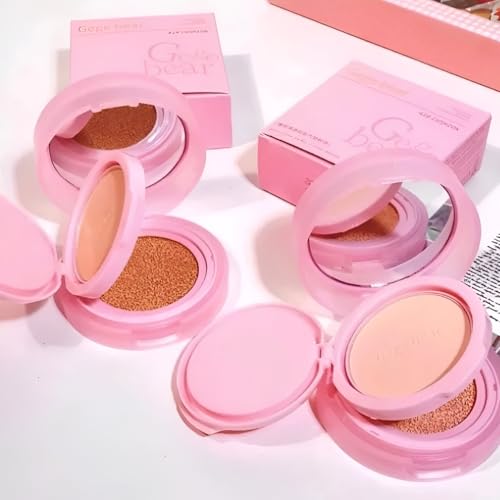 Gege Bear Air Cushion Foundation & Compact Powder | 2-in-1 High Coverage | Waterproof Long Lasting | Natural Glow Finish | Superstay Liquid Serum Foundation | 2 Shades Available | Face Makeup for Women | Best Foundation with Compact Powder for Glowing Skin (01# Ivory, 13g+7g)