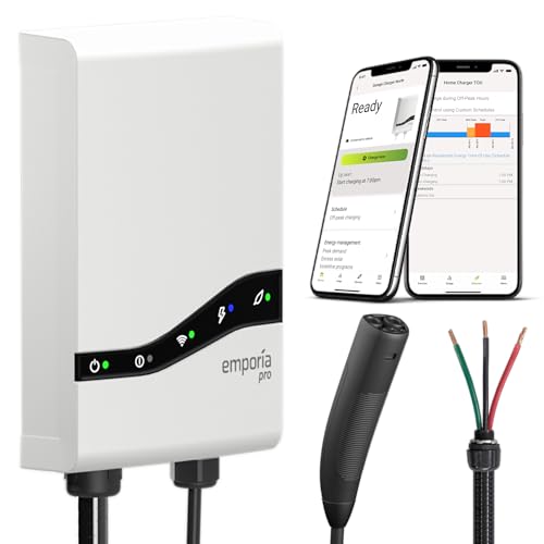 Image of EMPORIA Pro Level 2 EV Charger with PowerSmart, Compatible with Tesla /NACS Vehicles - 48 amp Fast EV Charger for Home - 240v Electric Vehicle Charging Station - 25' Charging Cable