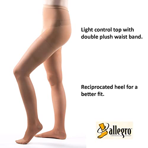 Image of Allegro Women's Sheer Compression Pantyhose 15-20 mmHg Support Hose | Smooth fabric with a light control top, soft double-plush waistband and roomy balloon toe for a comfortable everyday fit
