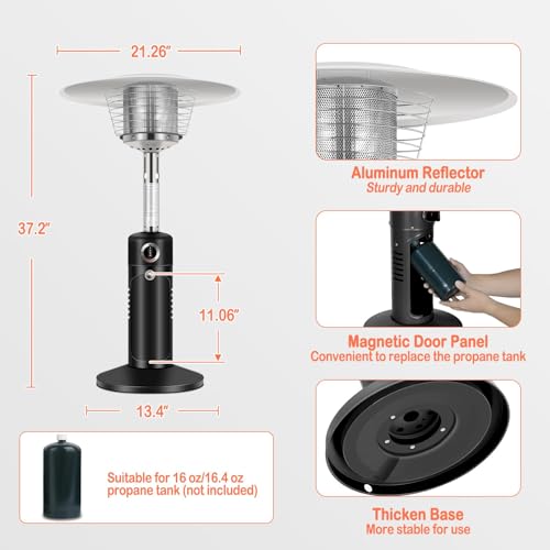 Hykolity 13,000 Btu Propane Patio Heater, Mini Tabletop Outdoor Heater With Triple Protection System thumb #5