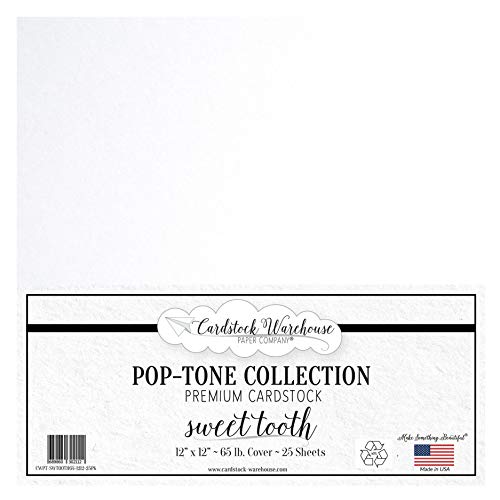 Sweet Tooth White Cardstock Paper - 12 X 12 Inch 65 Lb. Premium Cover - 25 Sheets From Cardstock Warehouse #TOP5