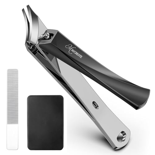 Image of MAYCREATE 2pcs Slanted Nail Clipper Heavy Duty Stainless Steel Nail Clipper Portable Angled Nail Clipper for Fingernails Toenails No Splash Nail Clipper for Thick Toenails and Ingrown Nails