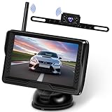 Wireless Reversing Camera Kit, 5 Inch 170° Wide Angle Light Clear Night Vision Rear View Camera, Easy Install, IP69 Waterproof, DIY Grid Lines, Backup Camera with Monitor for Car Truck SUV Van Caravan