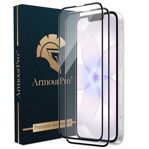 Image of ArmourPro Tempered Glass for iPhone 17e / 16e / 13 / iPhone 14-9H Anti Scratch Screen Protector, Edge to Edge Coverage, HD Clarity, Smooth Touch, Case Friendly | Black, Pack of 2