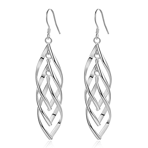 Sterling Silver Plated Earrings Dangle Earrings Linear Drop Statement Earrings for Women
