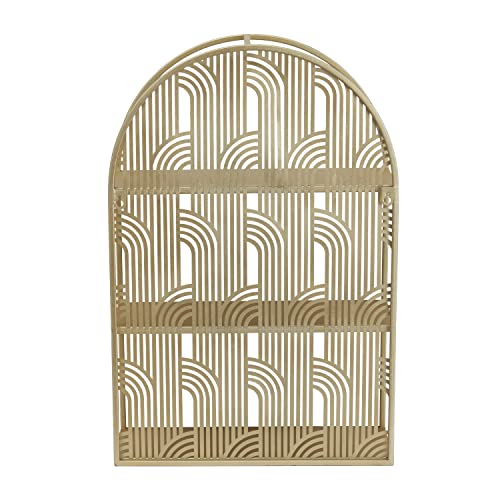 Cosmoliving By Cosmopolitan Metal Arched 3 Shelf Wall Shelf, 16" X 6" X 24", Gold #TOP4