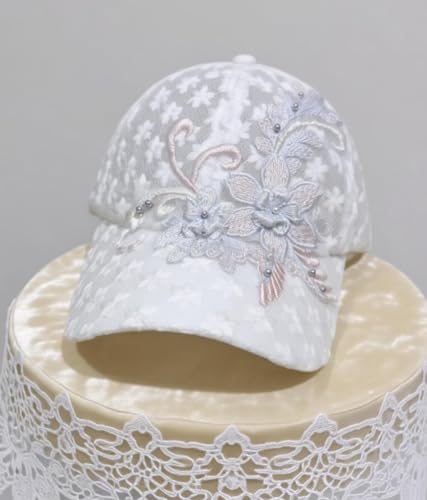 Gorra de béisbol para mujer con bordado de flores de encaje miniatura 5