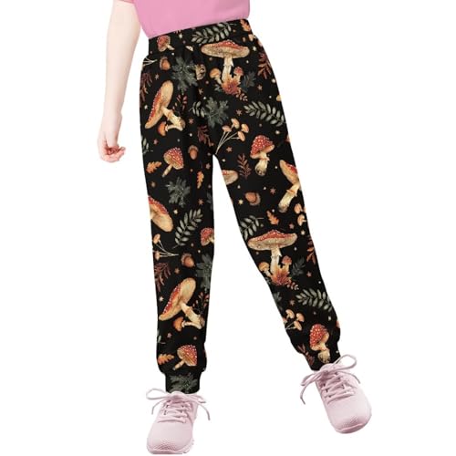 Girls Joggers Pants High Waisted Sweatpants with Pockets Stretchy Running/Hiking Trousers 4-15Y