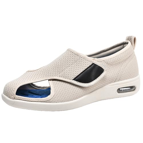 Zapato Vendaje Ortopédico Pies Hinchados,Zapatillas para Caminar Ajustables Antideslizantes Respirable Ortopédico Aliviar el Dolor de Pies.Beige,38
