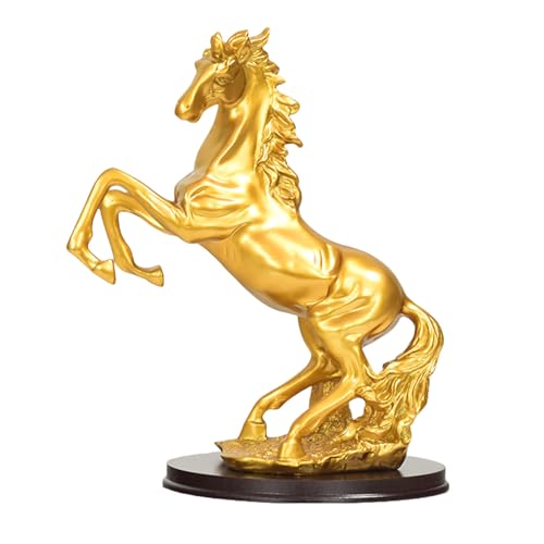 Estatua de Caballo Rampante Dorado de Resina 32 cm miniatura 1