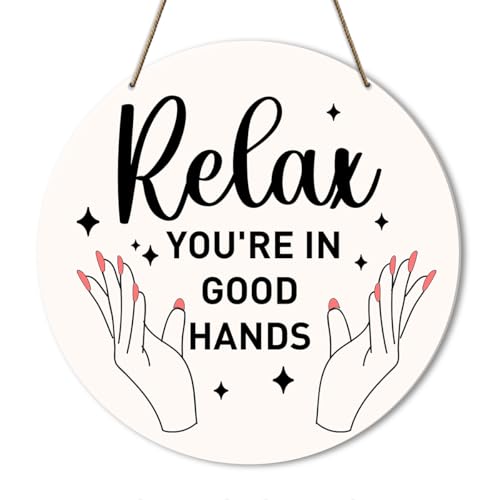 Beauty Room Shop Decor, Salon Decorations for Wall, Salon Decor for Hair Stylist Nail Lash Tech Esthetician, Salon Wooden Hanging Decor, Salon Gifts for Women Beautician Stylist Nail Tech, Relax