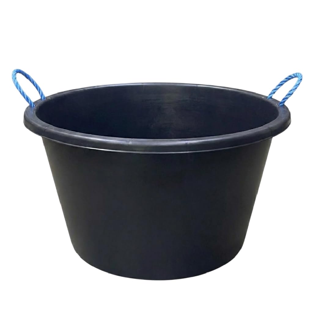 M1SS Heavy Duty Large Size Black Storage Bucket with Rope Handles 70L Capacity PLASTER MIXING CEMENT MUCK WATER TUB/BUCKET STORAGE Multi-Purpose BUCKET For Home Garden Construction