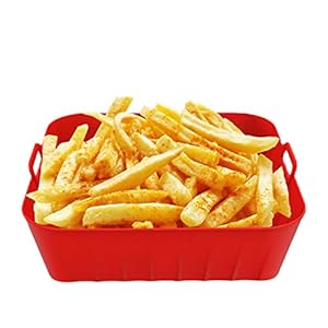 Airfryer Siliconen Mand – Voedselveilige Airfryer Siliconen Mand,Voedselveilige Airfryer Siliconen Pot met Handvat, Siliconen voor Airfryer Oven Accessoires, Herbruikbare & Gemakkelijke Ytger