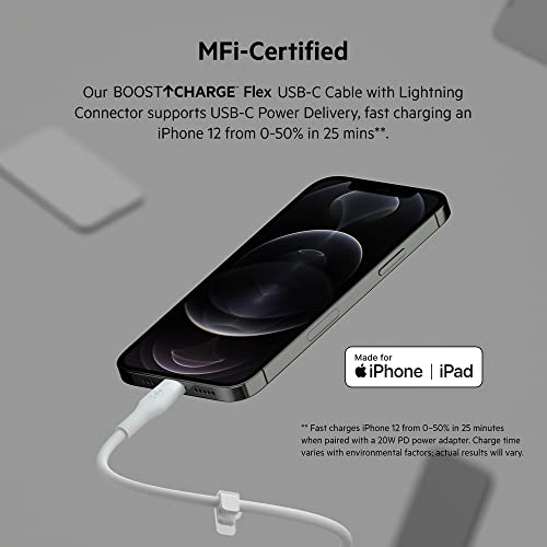 Image of Belkin USB C to Lightning Cable 6.6ft Fast iPhone Charger Cord