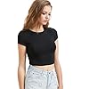SweatyRocks-Womens-Basic-Short-Sleeve-Scoop-Neck-Crop-Top SweatyRocks Women's Basic Short Sleeve Scoop Neck Crop Top Black Small