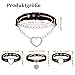 Jahrestag Geschenk, 4 Stück Halsband Damen für Sex, Choker Schwarz Kette Damen, LederhalsbandDamen, Kette Spike Leder Kragen Kropfband Herz, Einstellbar Halsband Schwarz Chocker, Punk Gotik Collar