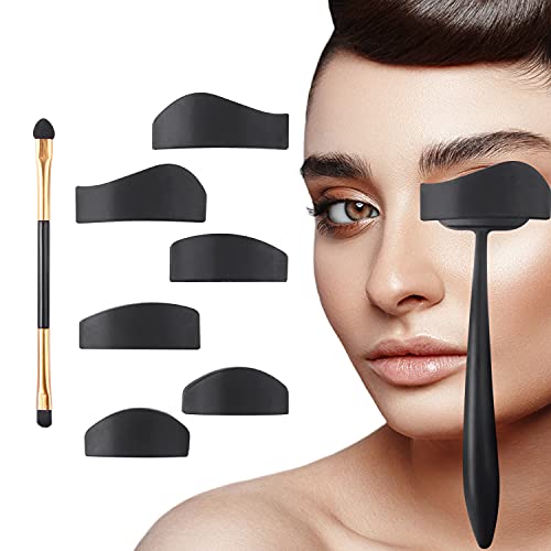 Easy Crease Line Kit for Eyes - Cut Crease Tool Stencil 6 in 1 Eyeshadow Crease Line Kit with Eyeshadow Brush Silicone Portable Eyeshadow Stamp Applicator Lazy Eyeshadow Stencil Kit for Women Girls