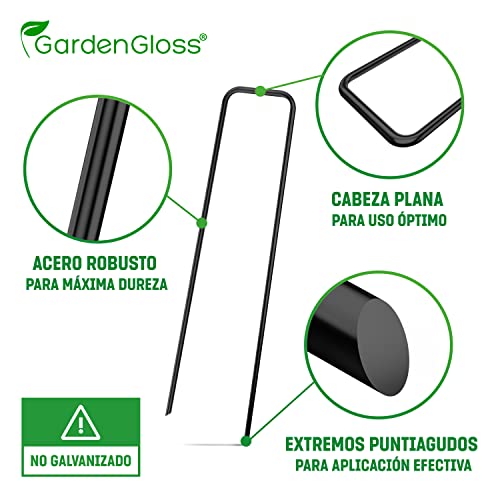 Miniatura 2 de Gardengloss Grapas De Sujeción De Acero Robusto - Anclaje De Tierra Para Malla Antihierbas, Valla Y Red - 150 Mm De Largo, 25 Mm De Ancho, Ø 2.7 Mm 250 Piezas