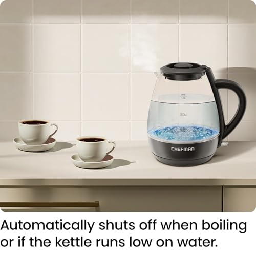 Chefman 1L Electric Tea Kettle with LED Lights, Automatic Shut Off, Removable Lid, Boil-Dry Protection, Hot Water Electric Kettle Water Boiler, Electric Kettles for Boiling Water by Chefman - Image 7