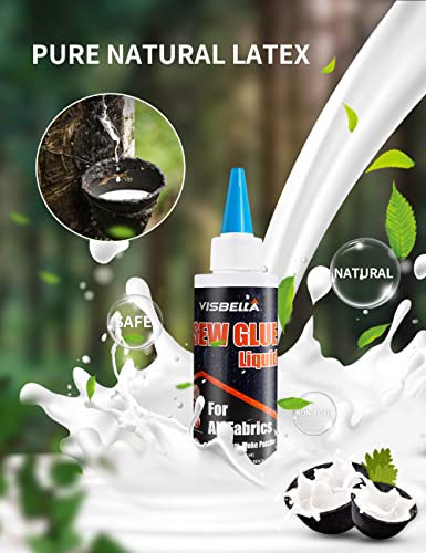 Visbella 1 Min Fast Drying Liquid Stitch Fabric Adhesive Glue Strong Bond Clear Drying Waterproof Sew Glue Permanent Washable For Repair, Make Patches On Clothes, Denim, Leather, Flannel, All Fabrics #TOP1