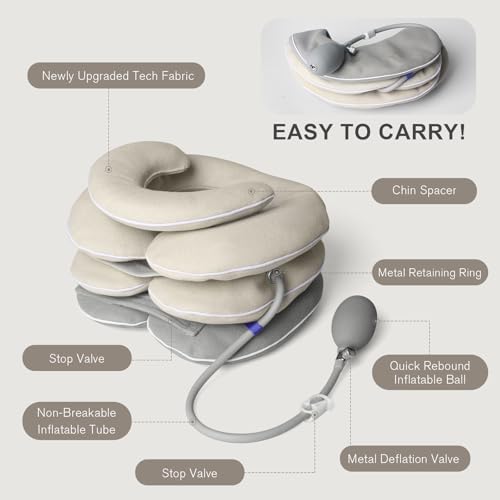 Neck Stretcher with Brace - Inflatable Cervical Traction Device for Neck Pain Relief, Adjustable Neck Support Pillow and Decompression Tool with 3+1 Chin Rest, Portable for Home, Office & Travel Use — view 6