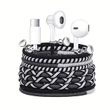 URIZONS Wired Earbuds USB-C with Microphone Bracelet Design Tangle-Free Necklace & Braided Colorful Cord, Magnetic Lock | Compatible with iPhone 14/15/16/17, PS5 for Music, Sports, Gaming (Black)