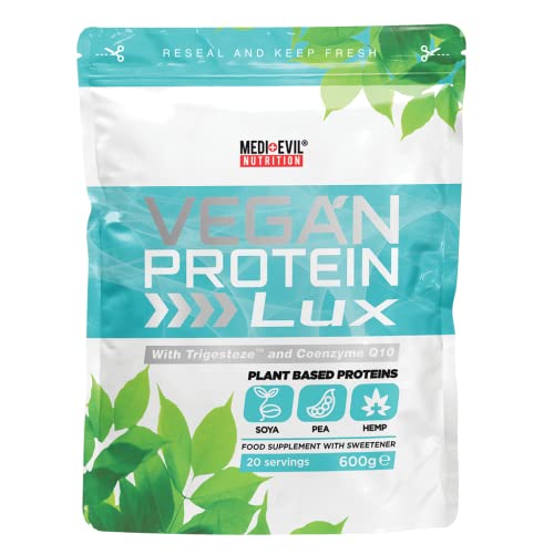 Medi-Evil Nutrition Vegan Protein Powder, Natural Ingredients, Gluten Free and Vegetarian, Soy Protein, Pea Protein, Vanilla Cream, 600g - 20 Servings (Pack of 1)