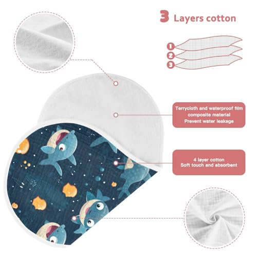 Cute Shark Burp Cloths for Baby Boys Girls 4 Pack Burping Cloth, Burp Clothes, Newborn Towel, Milk Spit Up Rags,Burpy Cloth 202b26283