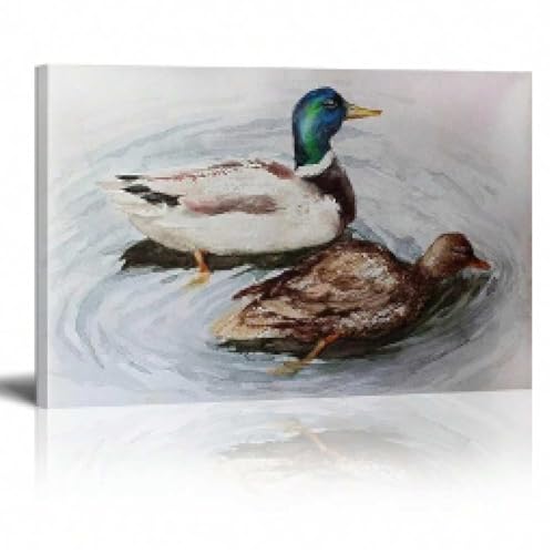 Affiche canard colvert rétro tableau oiseaux sauvages encadré