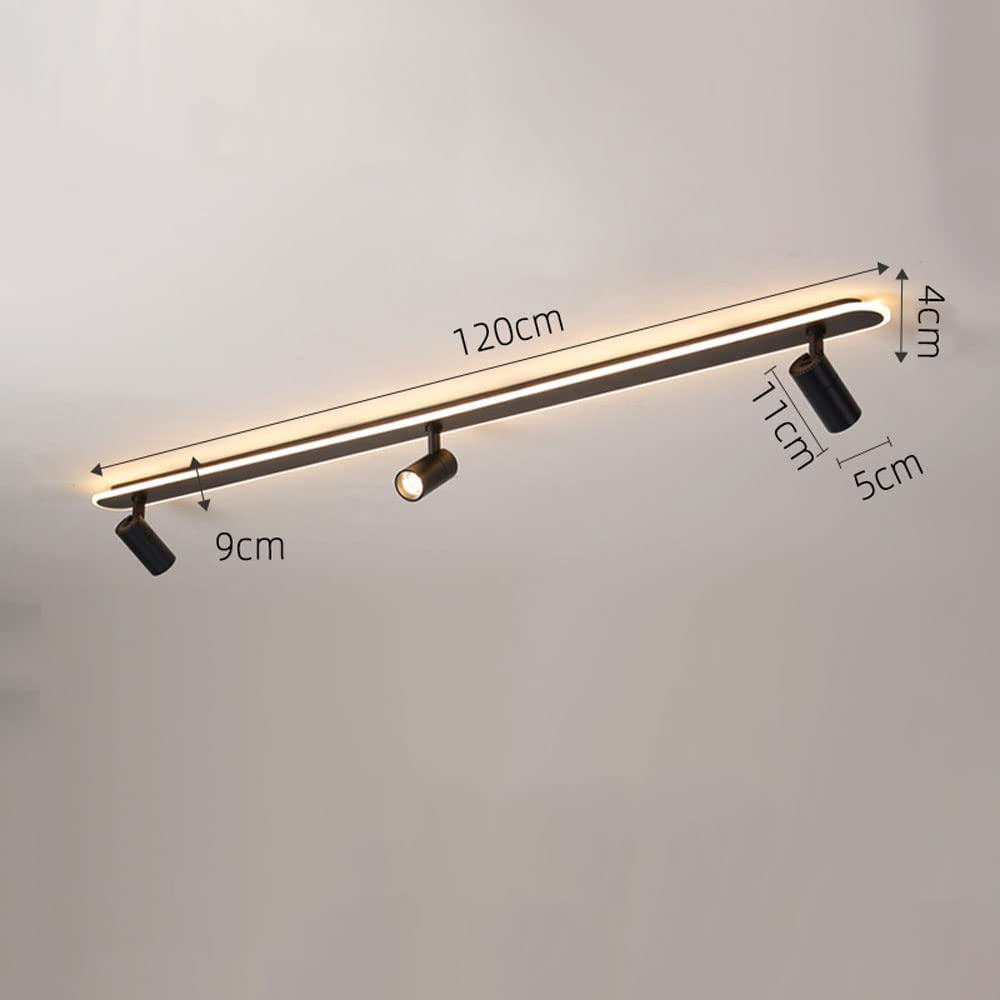 Faretti da soffitto Regolabili Kit di Illuminazione a Binario Fisso a LED Faretti direzionali Lampade d'accento Cucina Galleria Corridoio Faretti da soffitto Neri a 3 Teste A