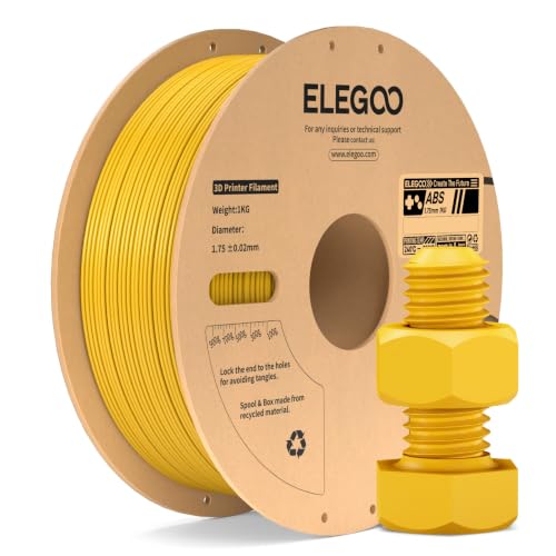 Image of ELEGOO ABS Filament 1.75mm Orange Yellow 1KG, Heat Resistant 3D Printer Filament High Toughness & Impact Resistance, 1kg spooll(2.2lbs) Fits for Most FDM Printer
