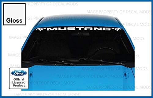 Decal Mods  Bandera de parabrisas delantero compatible con Ford Mustang (1999-2004) calcomanía gráfica V6 Pony  PMP (blanco brillante)  CW