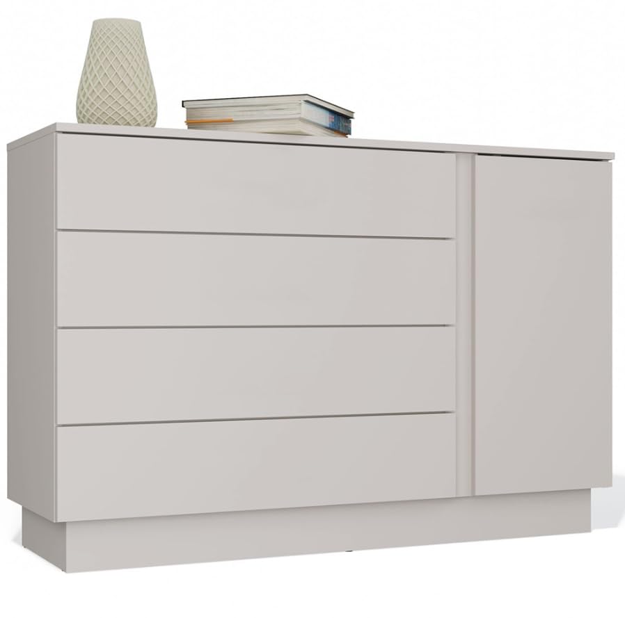 BDW - Commode Chambre - Meuble de Rangement - avec Tiroirs - Meuble Salon, Chambre, Entrée - 125 x 40 x 84 cm LxPxH - Système Tip-on pour Une Ouverture Facile - Amber...