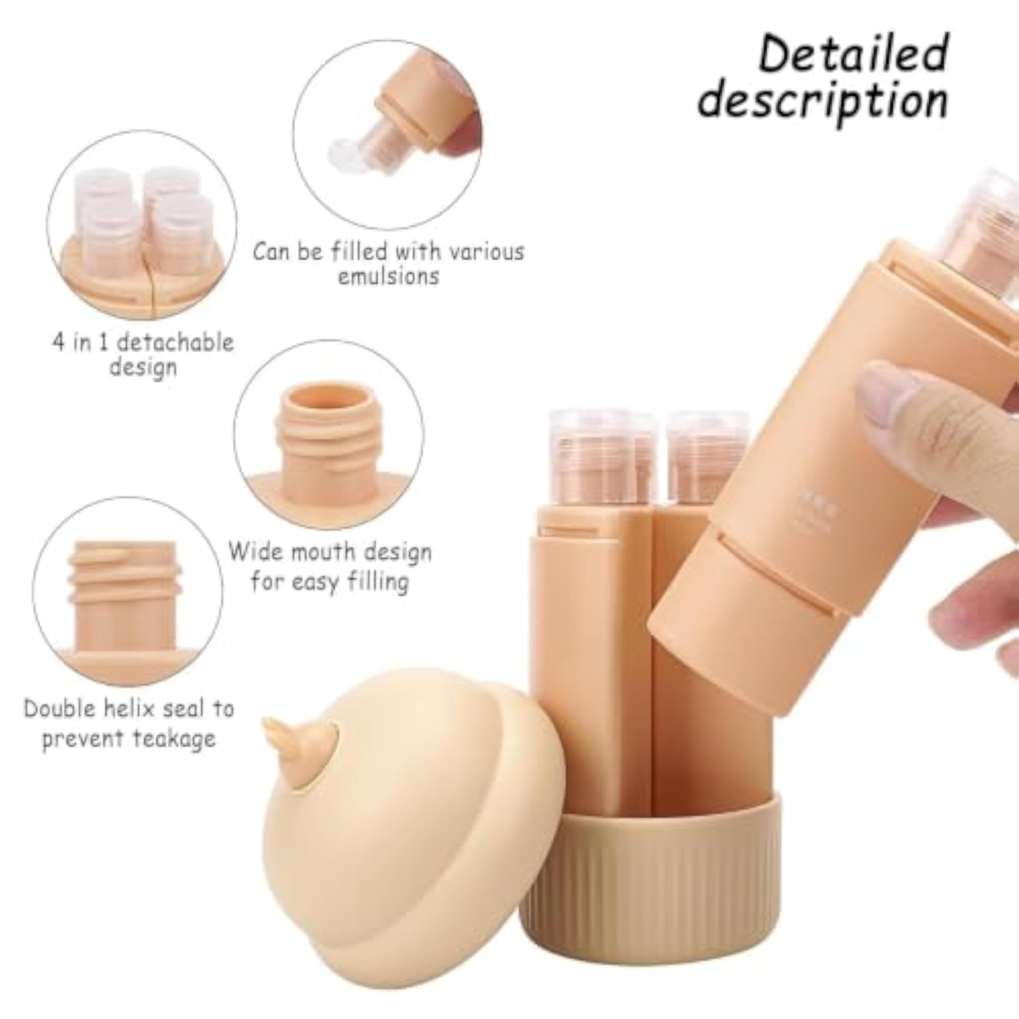 4 In 1 Silicone Travel Toiletry Bottles Set, Portable