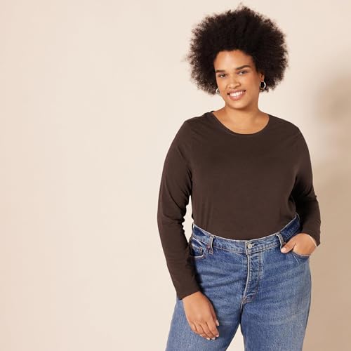 Image of Amazon Essentials Women's Regular-Fit Long-Sleeve Crewneck T-Shirt (Available in Plus Size)