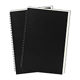 DSTELIN 9 inch x 6 inch, 100GSM, Blank Spiral Notebook, 2-Pack, Soft Cover, Sketch book, 160 Pages / 80 Sheets, (Black)