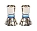 Yair Emanuel Pair of Shabbat Candlesticks | Hammered Metal Designed with Shades of Blue Rings | CA-2