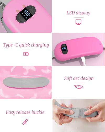 Image of Portable Heating Pad for Cramps, Upgrade Cordless Electric Period Fast Heating Pad for Back Pain Relief Menstrual Belt 6 Heat 6 Massage Modes Gifts for Women Girls Her Girlfriend Rose Pink
